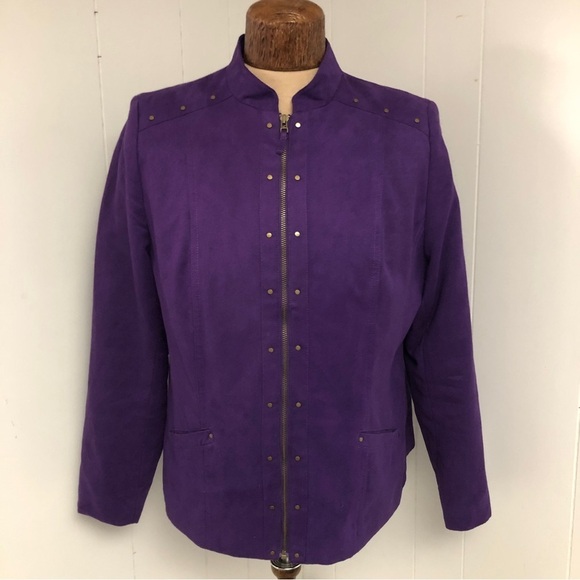 Womens Purple Faux Suede Jacket. Size 14. TanJay. Like NEW - Picture 1 of 9